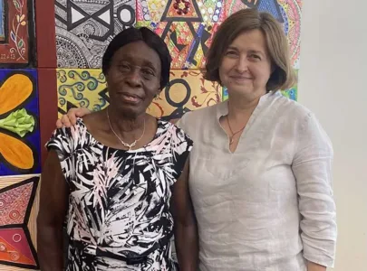 Martha Warkie (left) with Jelena Giric-Held of International House. (Photo by Mica Gadhia)